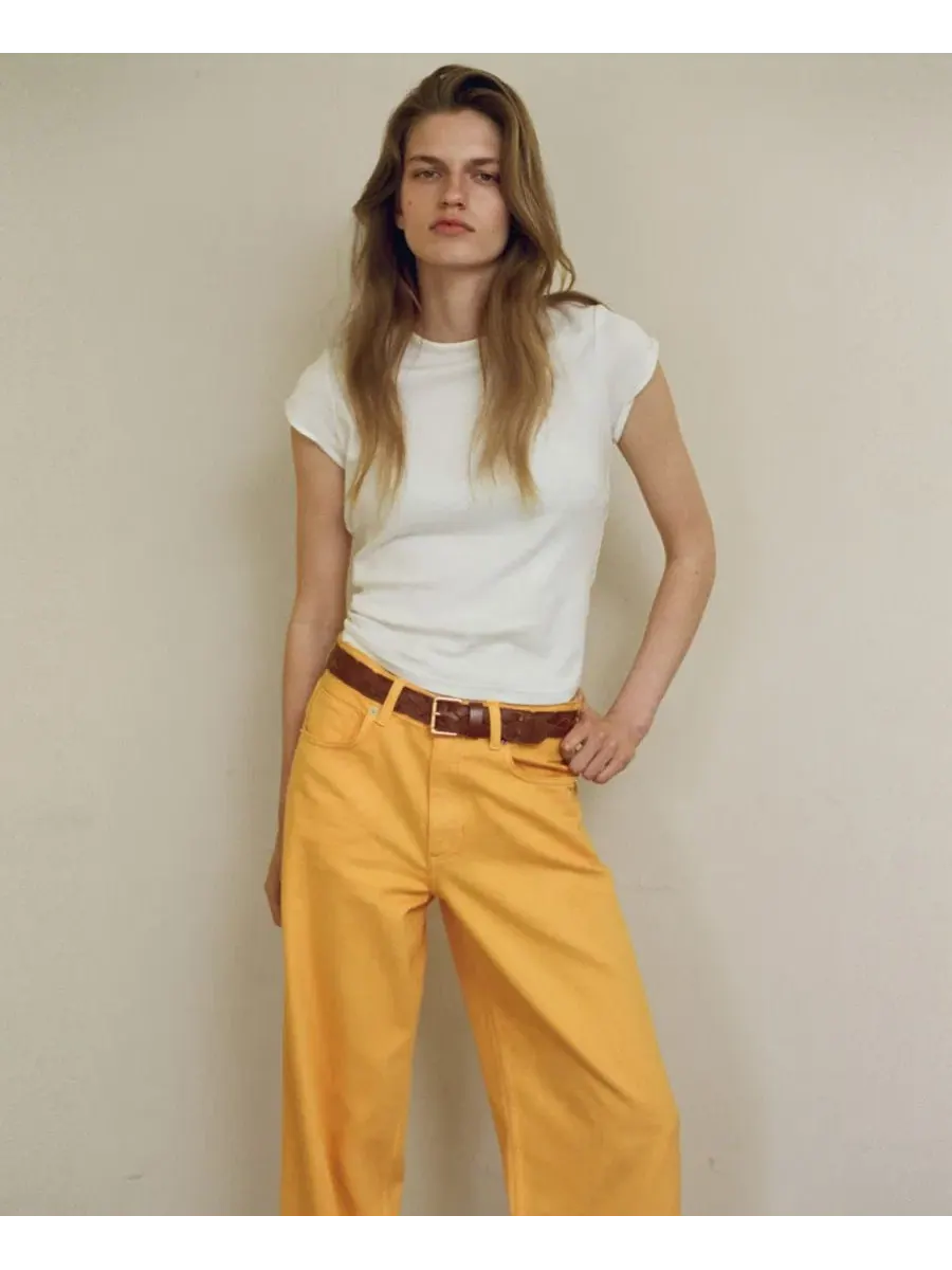 Джинсы прямого кроя с заниженной талией MANGO — изображение 4 из 6, оранжевый