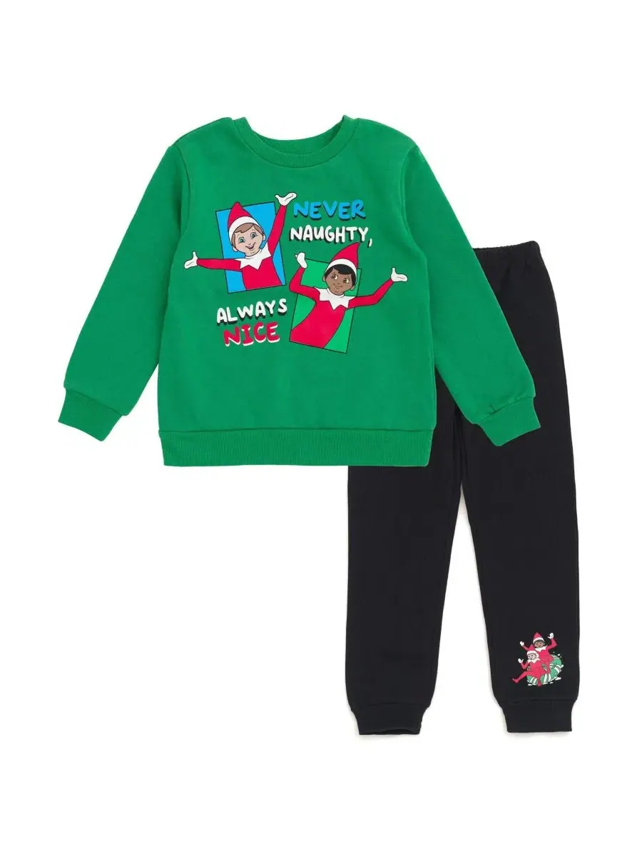 Комплект из свитшота и спортивных брюк с принтом Never Naughty, Always Nice Elf on the Shelf
