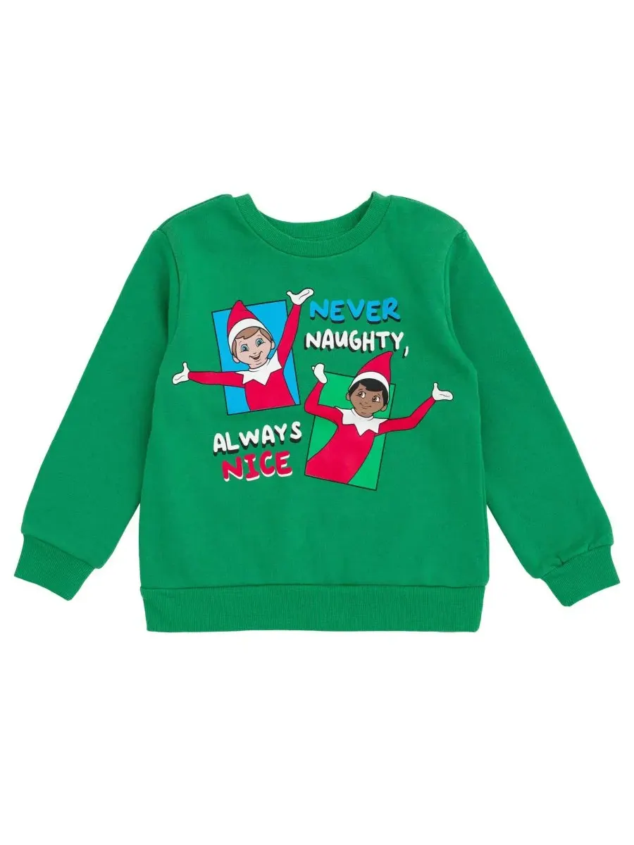 Комплект из свитшота и спортивных брюк с принтом Never Naughty, Always Nice Elf on the Shelf — изображение 4 из 6