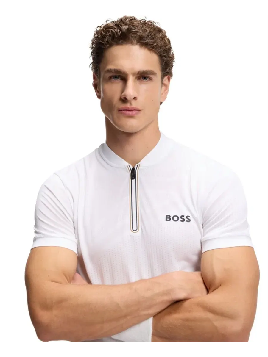 Поло с застежкой-молнией, слим-фит Hugo Boss — изображение 5 из 5, белый