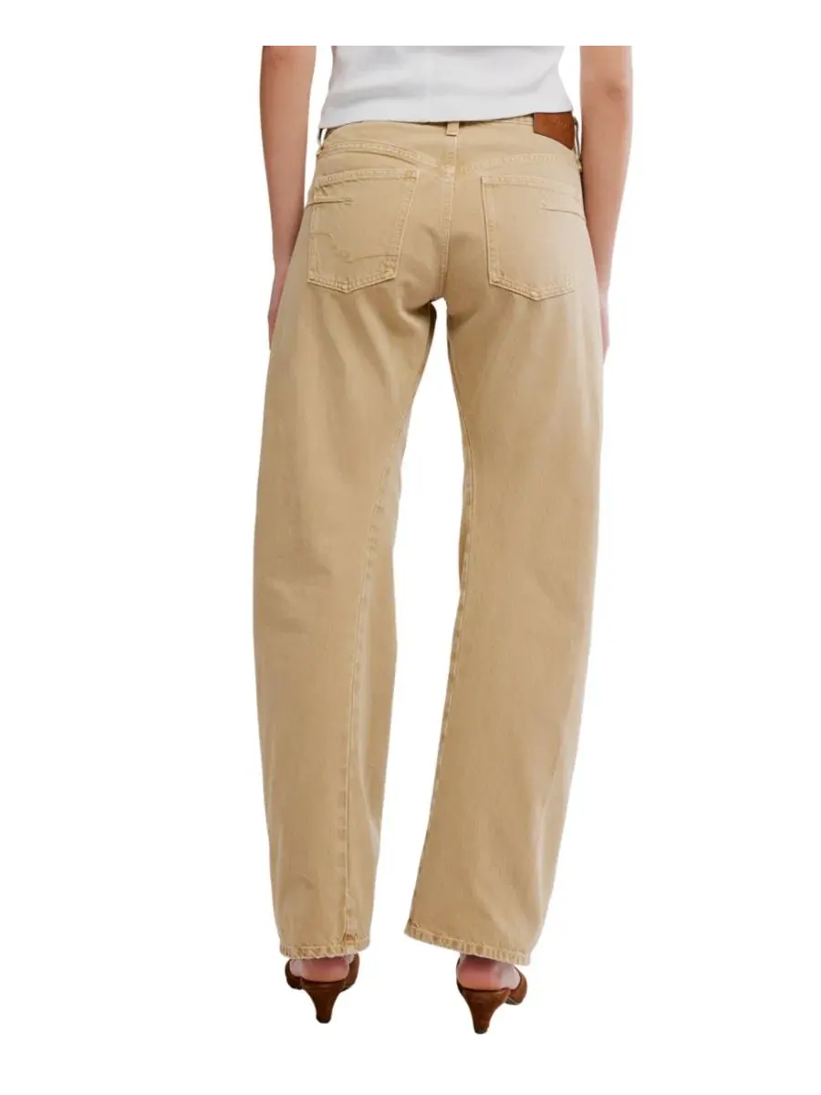 Джинсы с заниженной посадкой и швом-скруткой Fable Twisted Seam Jeans Free People — изображение 2 из 9, овсяный