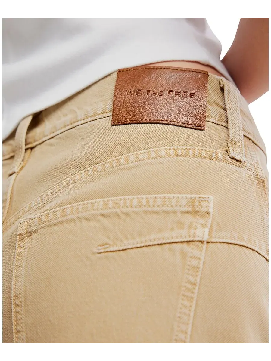 Джинсы с заниженной посадкой и швом-скруткой Fable Twisted Seam Jeans Free People — изображение 3 из 9, овсяный