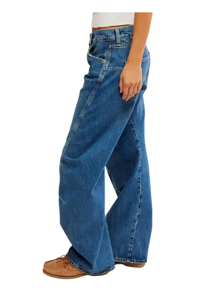 Джинсы с заниженной посадкой и швом-скруткой Fable Twisted Seam Jeans Free People — изображение 7 из 9, овсяный