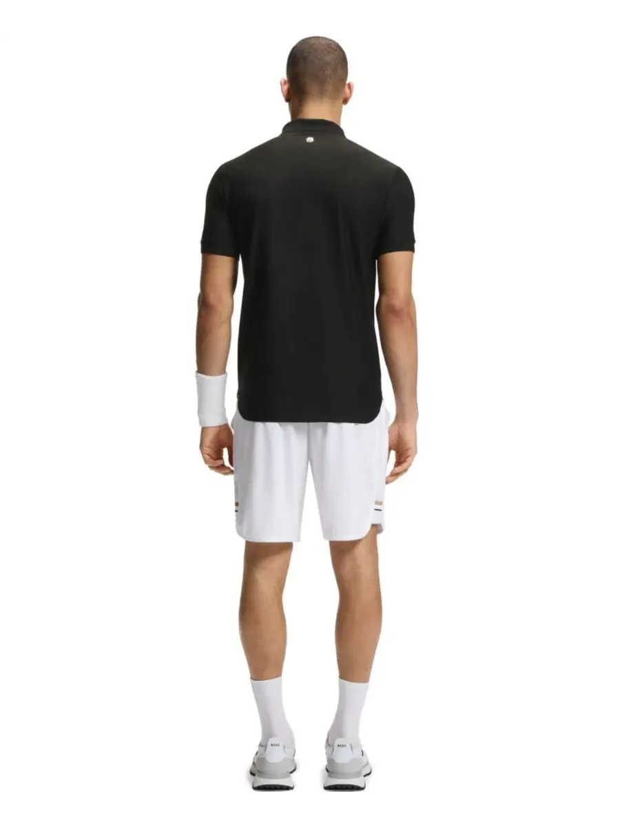 Поло с коротким рукавом и принтом BOSS by Four-Way Stretch Stripe-Jersey Slim-Fit Hugo Boss — изображение 3 из 5, черный