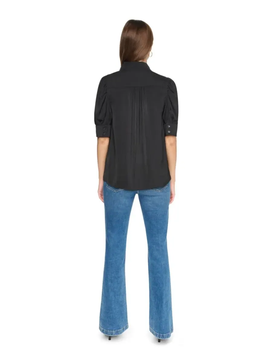 Блузка с воротником-стойкой и рукавами-фонариками Petite Puff-Sleeve Button-Front Shirt DKNY Jeans — изображение 5 из 8