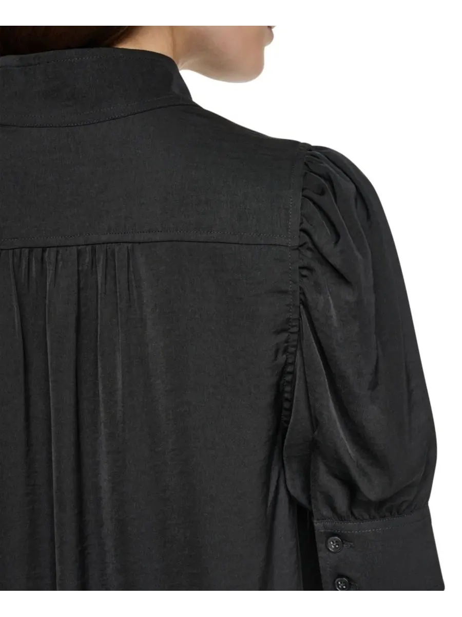 Блузка с воротником-стойкой и рукавами-фонариками Petite Puff-Sleeve Button-Front Shirt DKNY Jeans — изображение 6 из 8