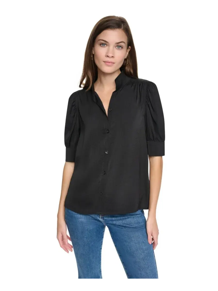 Блузка с воротником-стойкой и рукавами-фонариками Petite Puff-Sleeve Button-Front Shirt DKNY Jeans — изображение 8 из 8