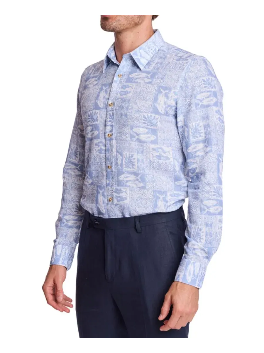 Мужская рубашка с острым воротником и длинным рукавом Parker Paisley & Gray — изображение 2 из 4, синий