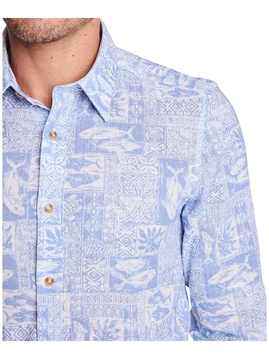 Мужская рубашка с острым воротником и длинным рукавом Parker Paisley & Gray — изображение 3 из 4, синий