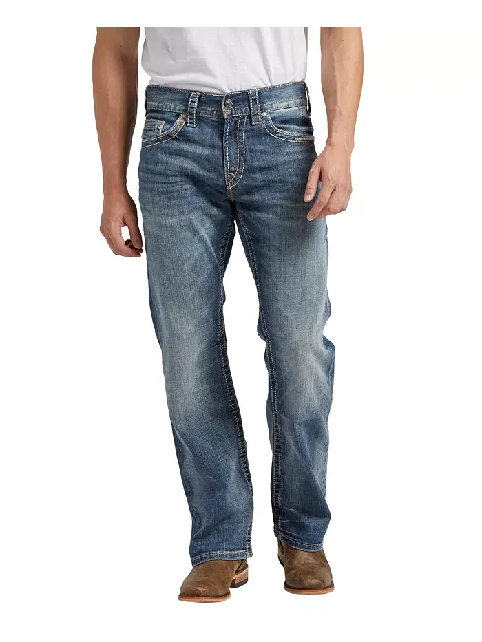 Мужские джинсы Zac Relaxed Fit Straight Silver Jeans Co. — изображение 3 из 3, светлая стирка
