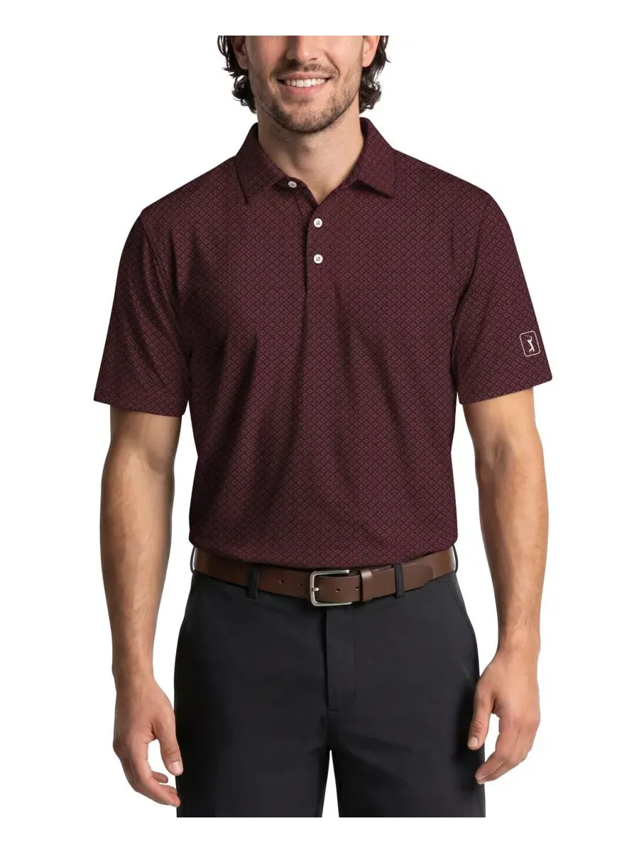 Мужское поло с геометрическим принтом Essential Geo Printed PGA TOUR — изображение 1 из 4, красный