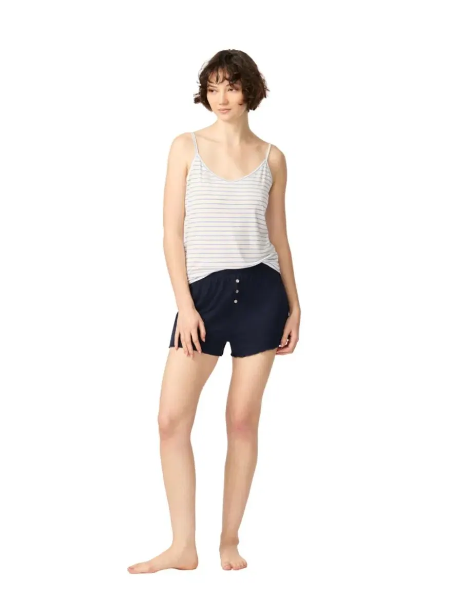 Шорты с высокой посадкой на резинке GAP — изображение 2 из 5, синий