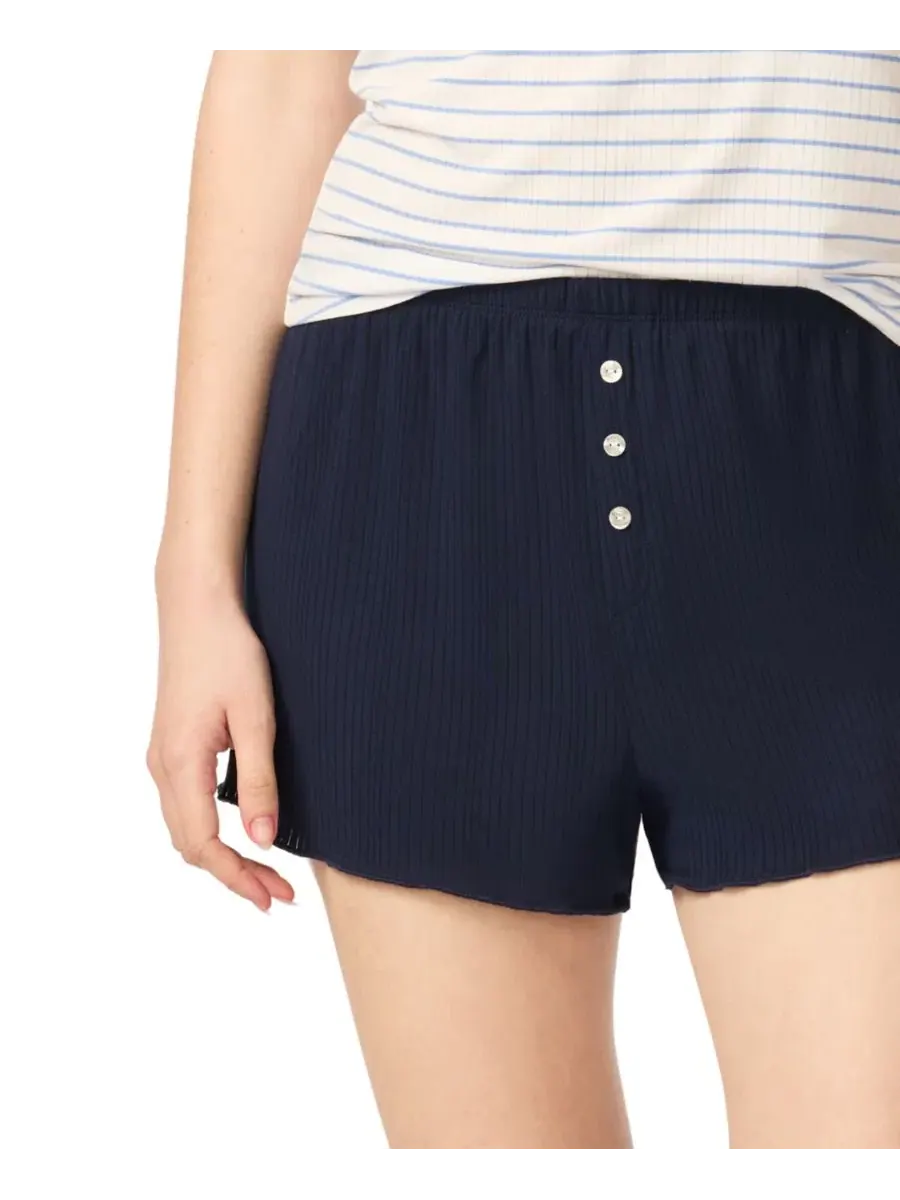 Шорты с высокой посадкой на резинке GAP — изображение 4 из 5, синий