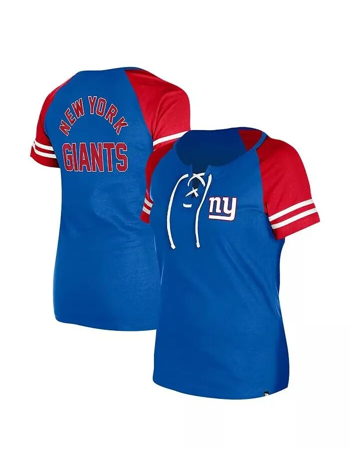 Женская футболка Royal New York Giants Lace-Up Raglan New Era