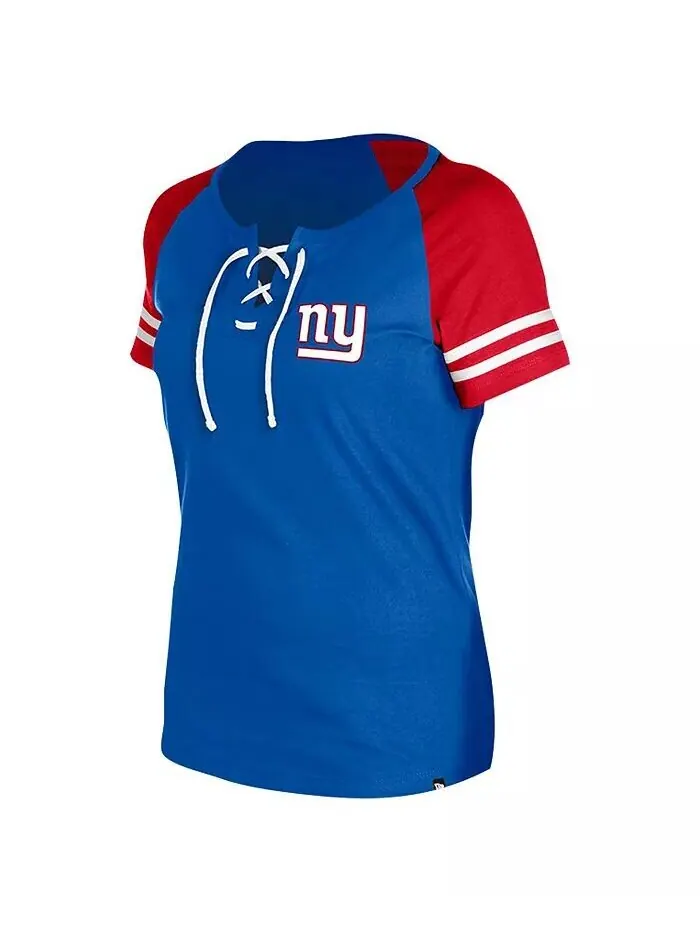 Женская футболка реглан на шнуровке Royal New York Giants New Era — изображение 3 из 3, королевский