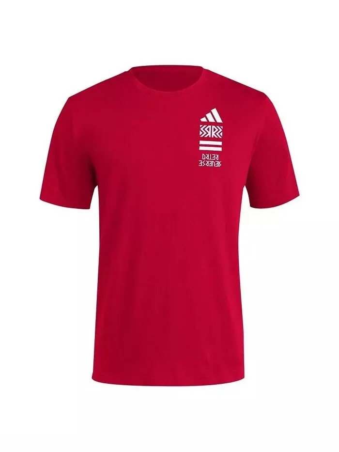 Мужская футболка Scarlet Nebraska Huskers Reverse Retro Baseball 2 Hit Adidas — изображение 2 из 3, алый