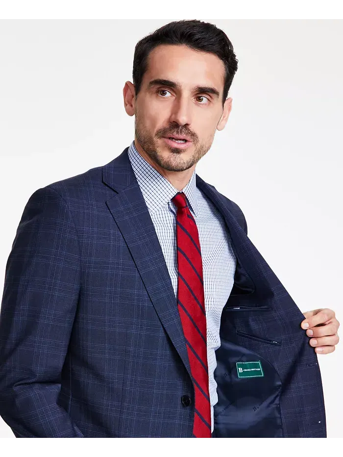 Мужской классический пиджак из стрейчевой шерстяной ткани Brooks Brothers — изображение 4 из 4, темно-синий