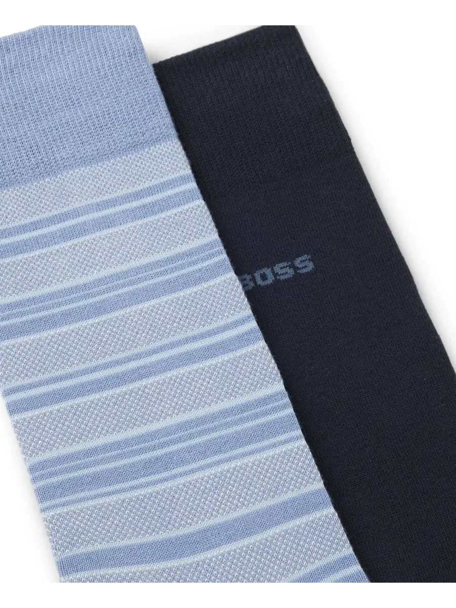 Мужские носки в полоску, 2 шт Hugo Boss — изображение 2 из 3, синий/темно-синий