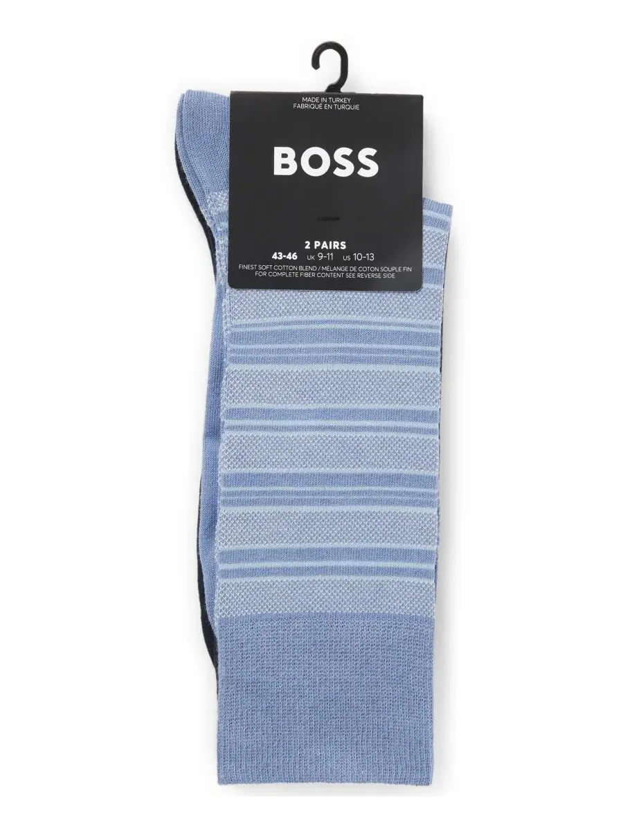 Мужские носки в полоску, 2 шт Hugo Boss — изображение 3 из 3, синий/темно-синий