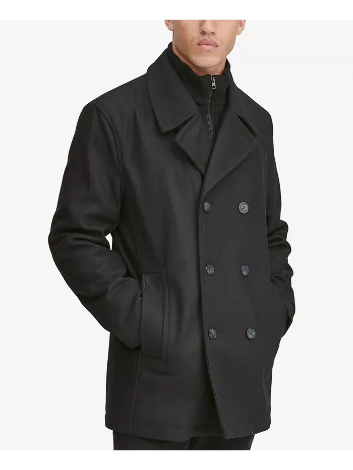 Мужское пальто с нагрудной вставкой Peacoat Marc New York — изображение 3 из 4, черный