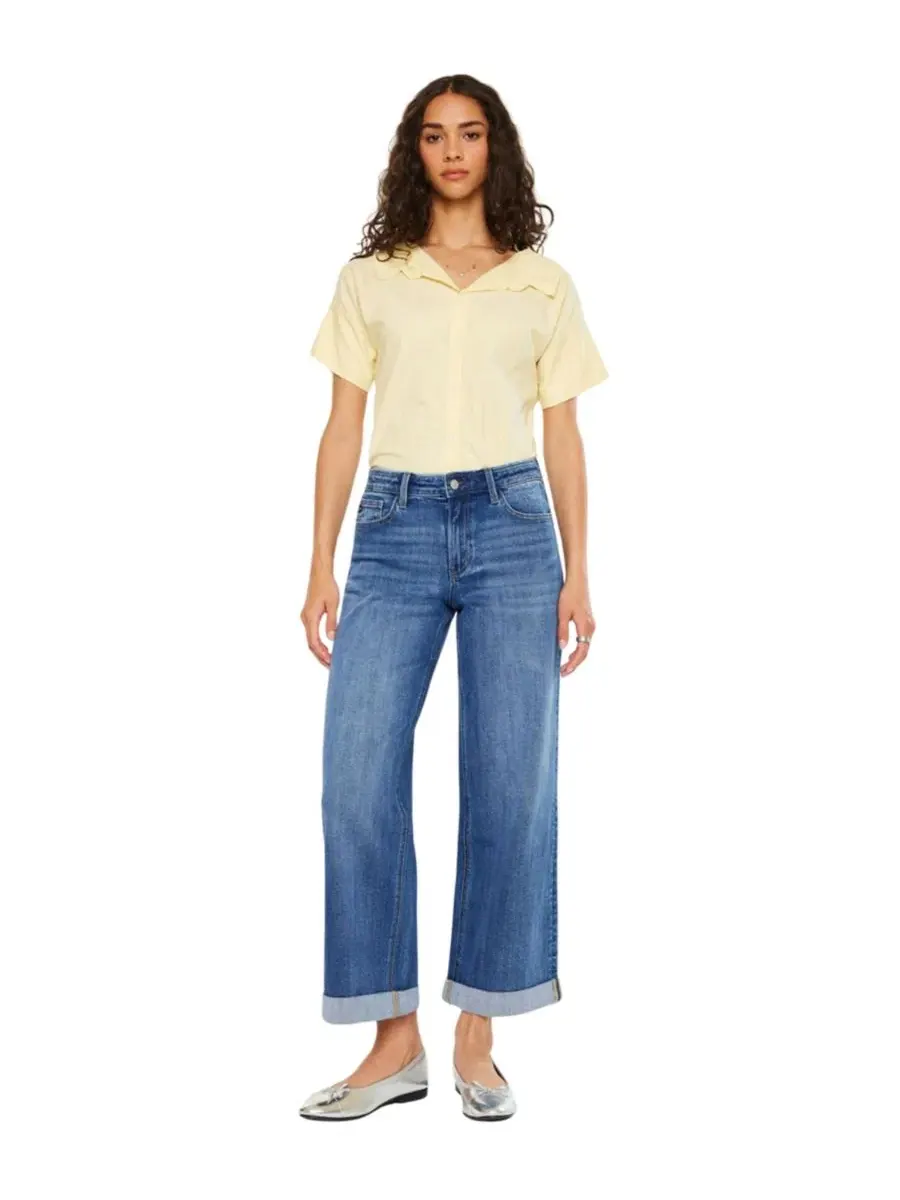 Женские джинсы с высокой посадкой и широкими штанинами Reyna Essentials High Rise Wide Leg KanCan — изображение 5 из 7