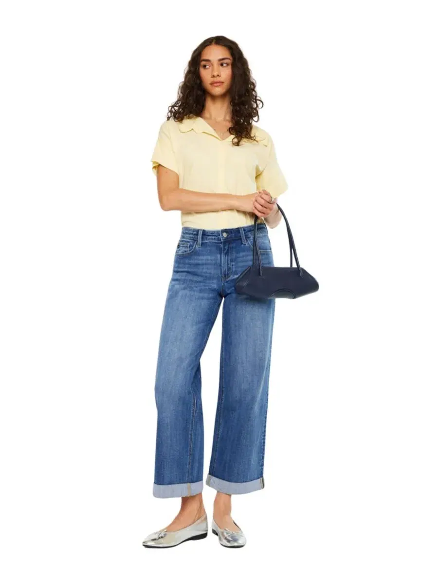 Женские джинсы с высокой посадкой и широкими штанинами Reyna Essentials High Rise Wide Leg KanCan — изображение 6 из 7