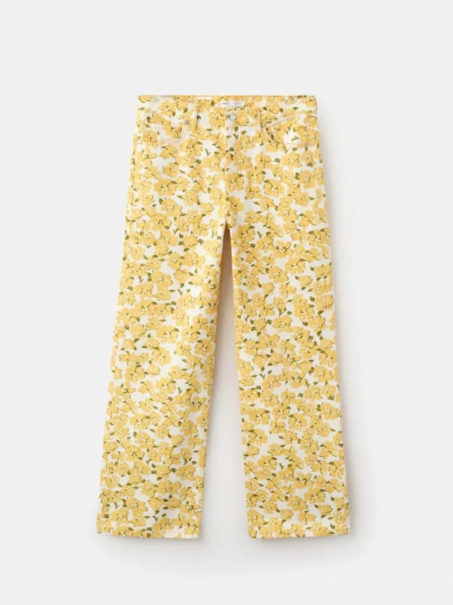 Джинсы прямого кроя с цветочным принтом, модель Floral Pattern Straight-Leg MANGO