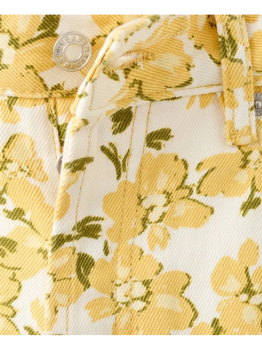 Джинсы прямого кроя с цветочным принтом, модель Floral Pattern Straight-Leg MANGO — изображение 5 из 6, желтый