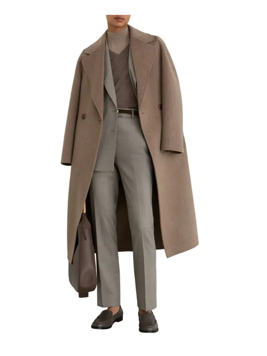 Брюки женские зауженные из шерстяной смеси Darcy Wool-Blend REISS — изображение 2 из 5, светлый серый