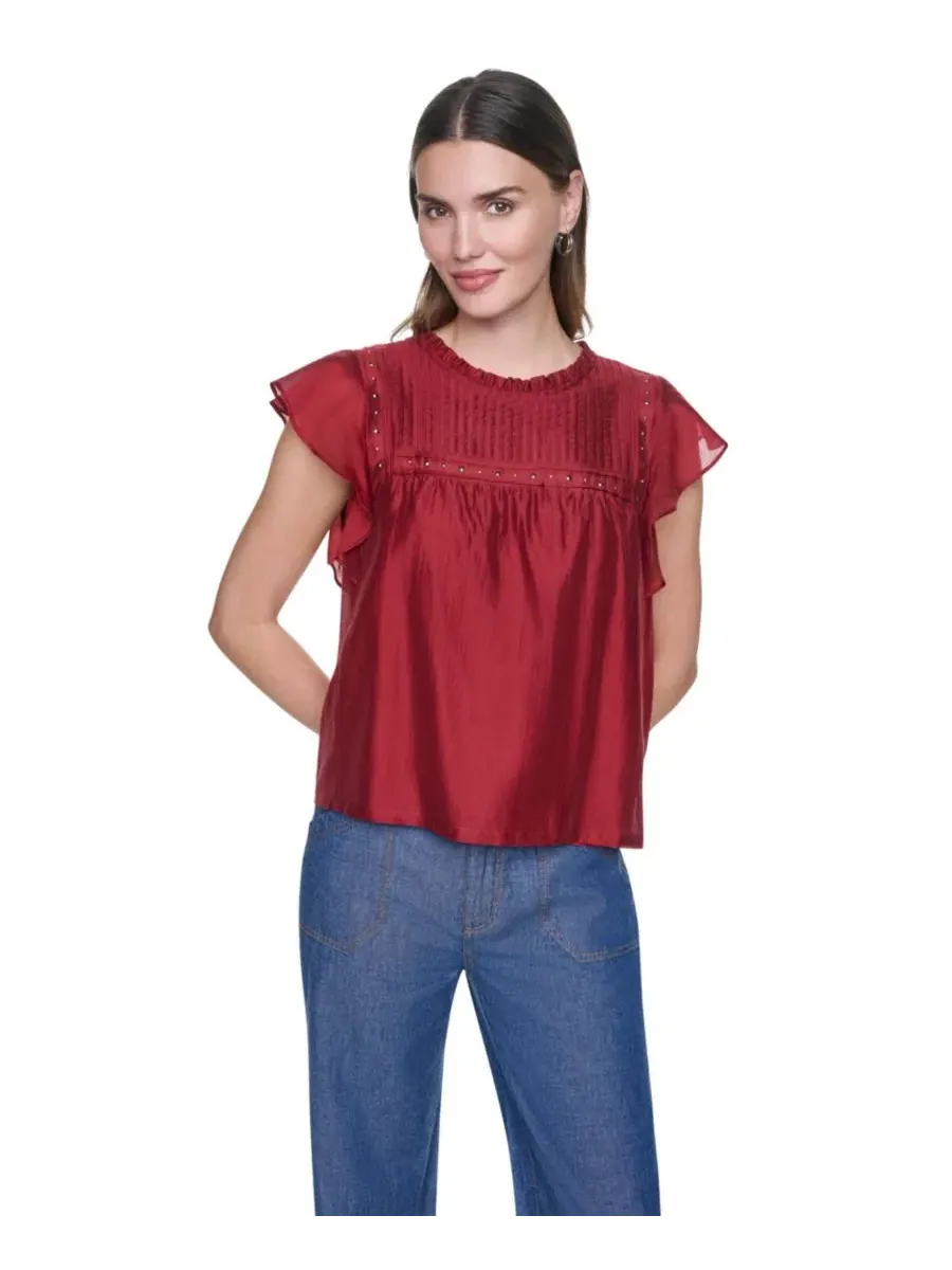 Блуза с застрочками и стразами DKNY