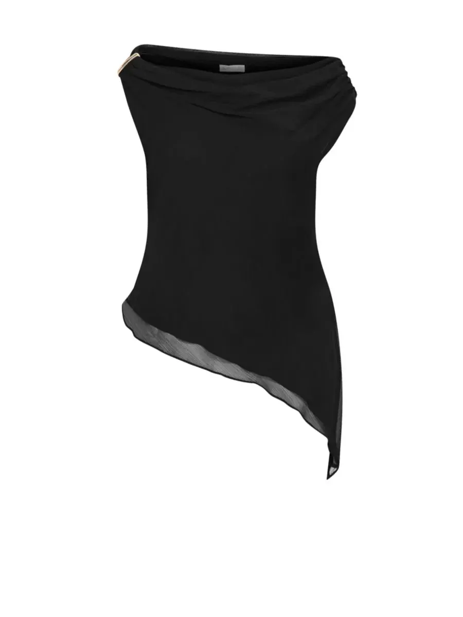 Блуза офф-шолдер с асимметричным подолом Skyla Plus Size, City Chic — изображение 4 из 5, черный