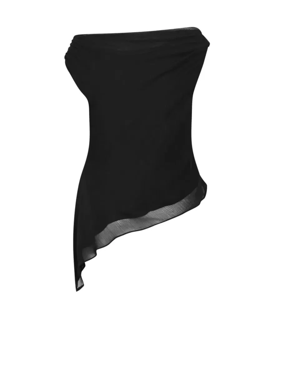 Блуза офф-шолдер с асимметричным подолом Skyla Plus Size, City Chic — изображение 5 из 5, черный