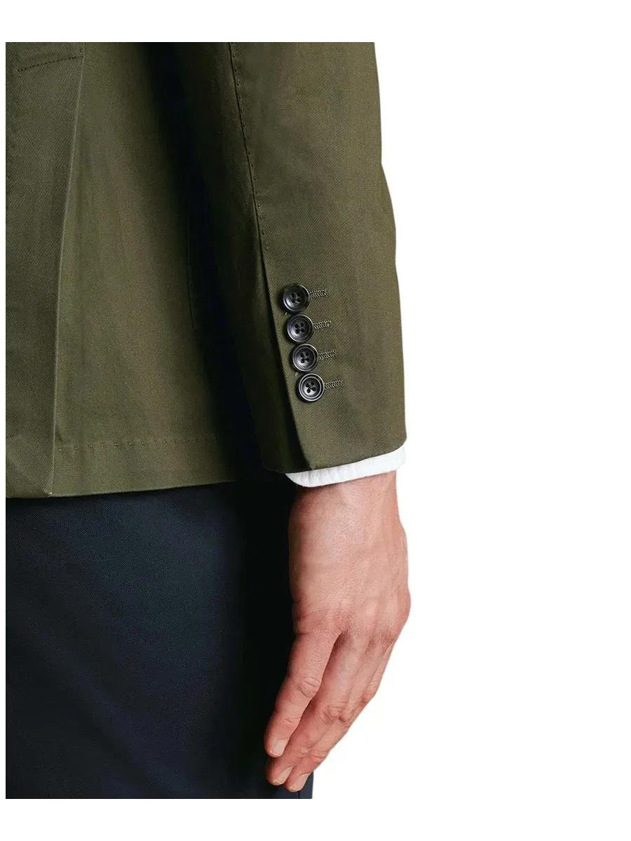 Пиджак с хлопковым стрейчем Slim Fit Charles Tyrwhitt — изображение 3 из 5, оливковый зеленый