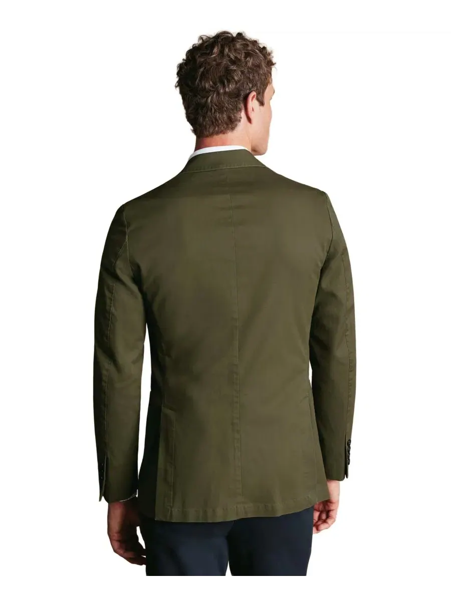 Пиджак с хлопковым стрейчем Slim Fit Charles Tyrwhitt — изображение 4 из 5, оливковый зеленый