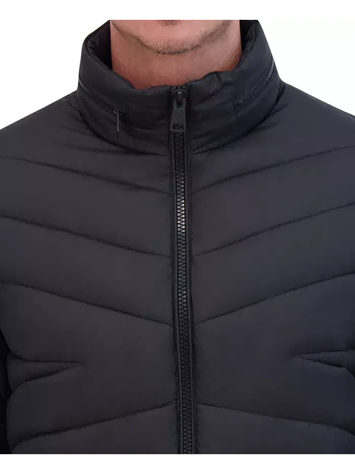 Мужская стеганая облегченная куртка-пуховик с капюшоном на молнии Kenneth Cole — изображение 4 из 6, черный