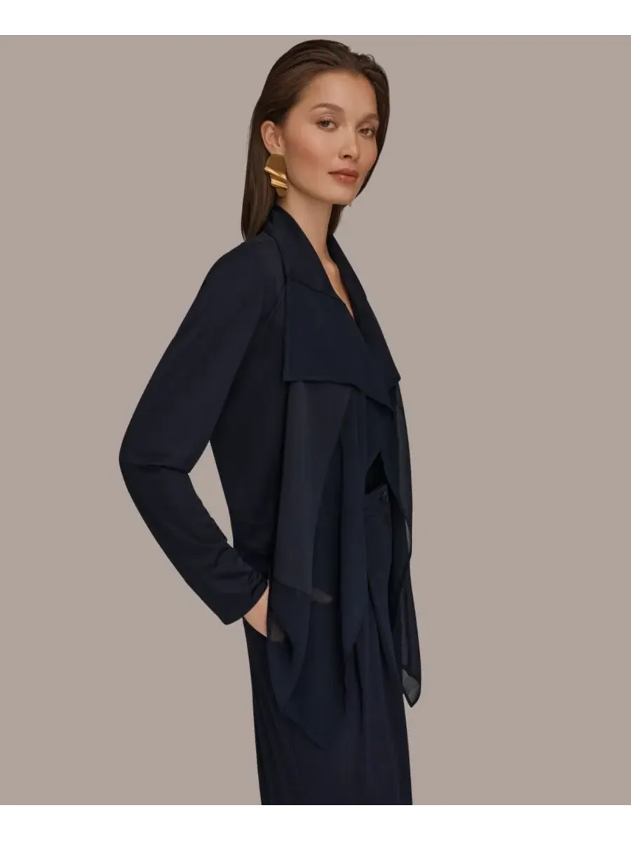 Женская куртка с оборками спереди Donna Karan New York — изображение 3 из 6, черный
