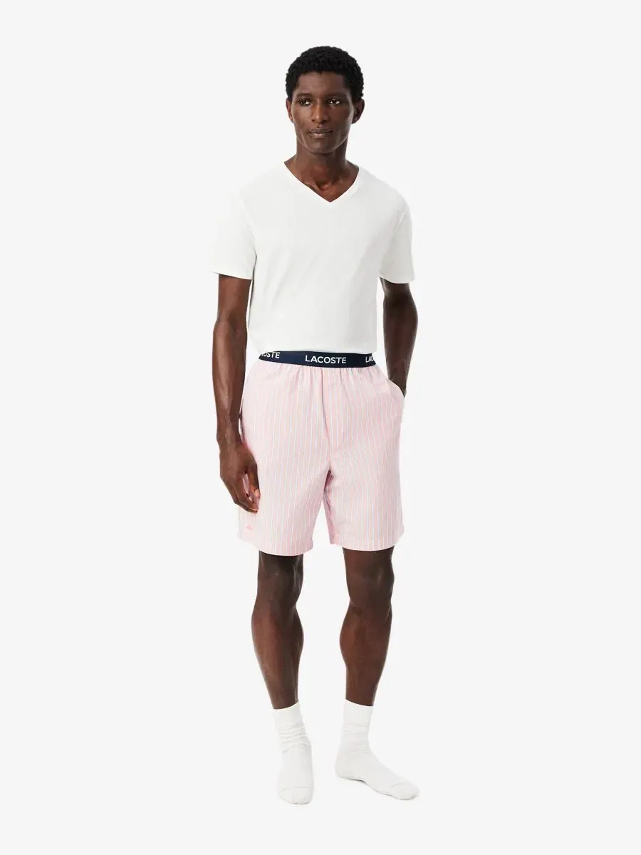 Шорты мужские Lacoste, прямой крой, в полоску, для дома — изображение 2 из 4, белый