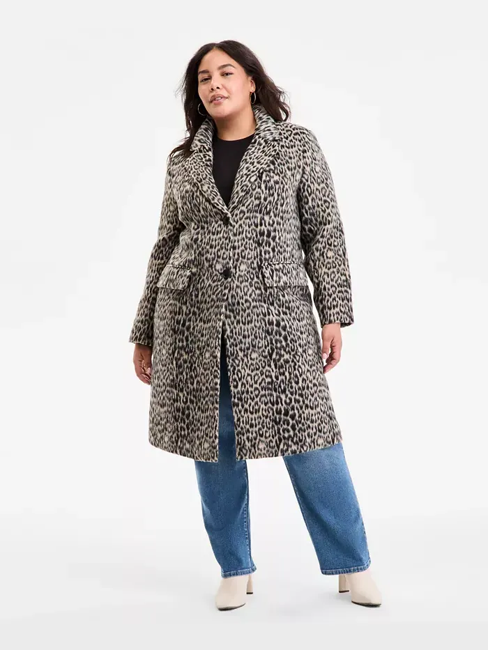 Однобортное пальто больших размеров BCBGMAXAZRIA