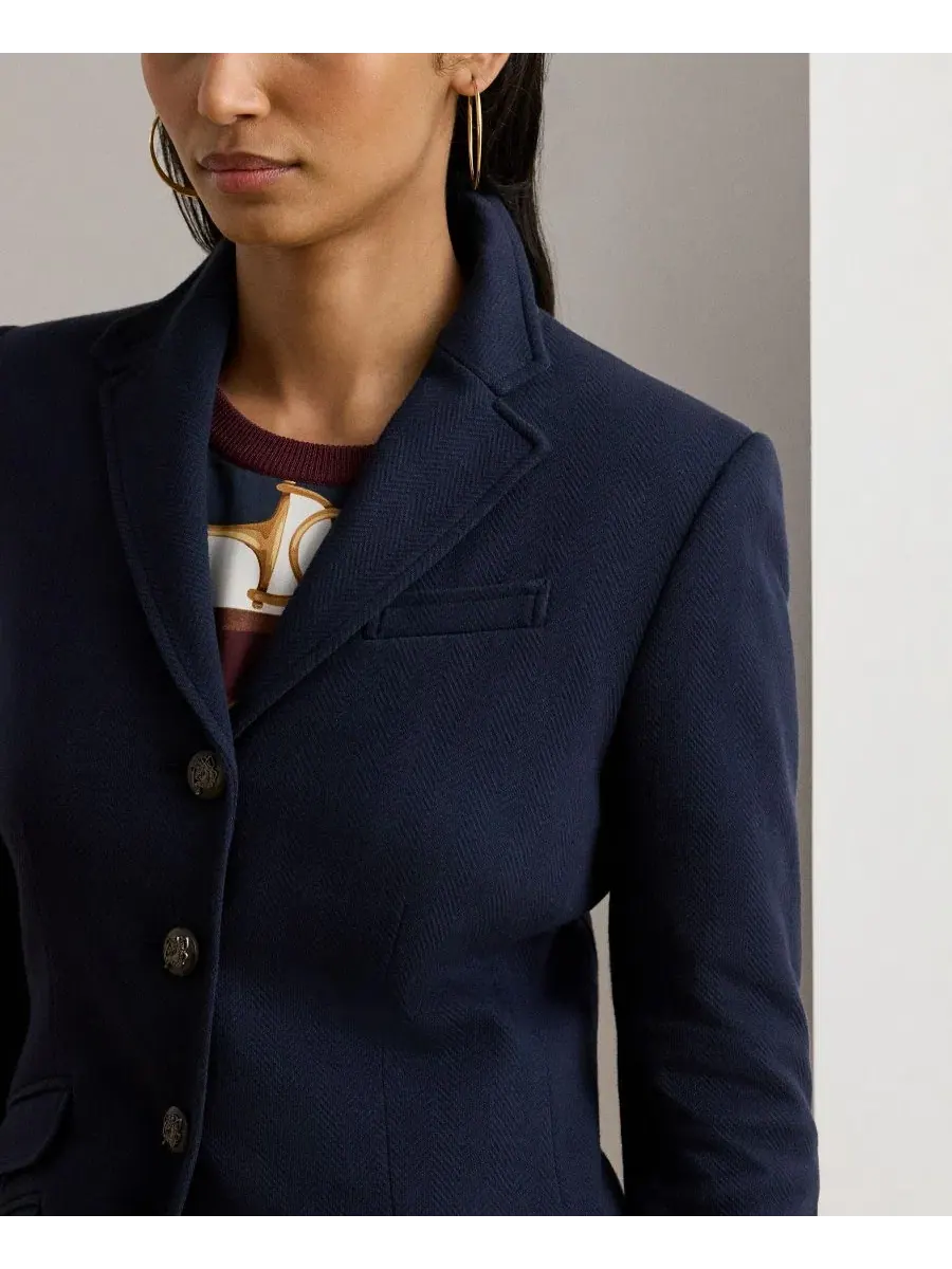 Жакет в елочку с лацканами Lauren Ralph Lauren — изображение 3 из 6, темно-синий