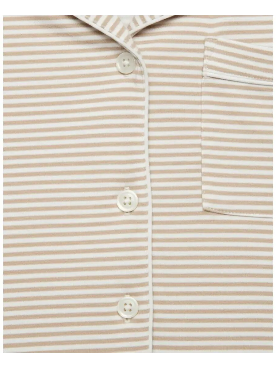 Женская ночная рубашка из бамбука с полоской Oatmeal Stripe Motette — изображение 5 из 5, бежевый белый
