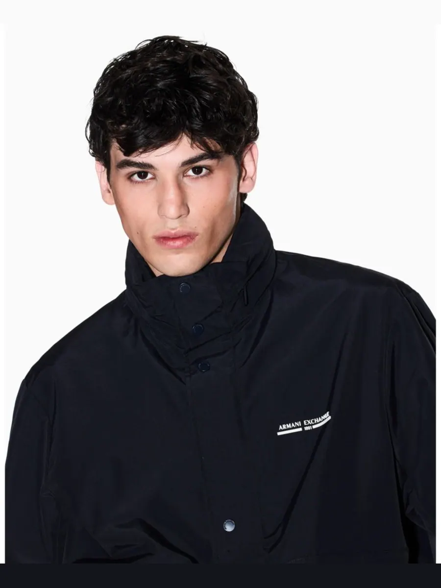 Мужская нейлоновая куртка с капюшоном и манжетами A|X Armani Exchange — изображение 3 из 4, глубокий темно-синий