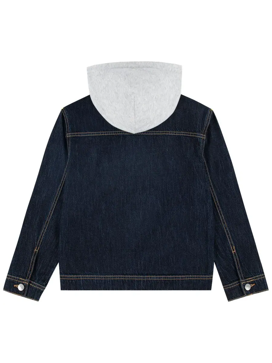 Детская джинсовая куртка с капюшоном, длинным рукавом, на пуговицах abercrombie kids — изображение 2 из 3, синий