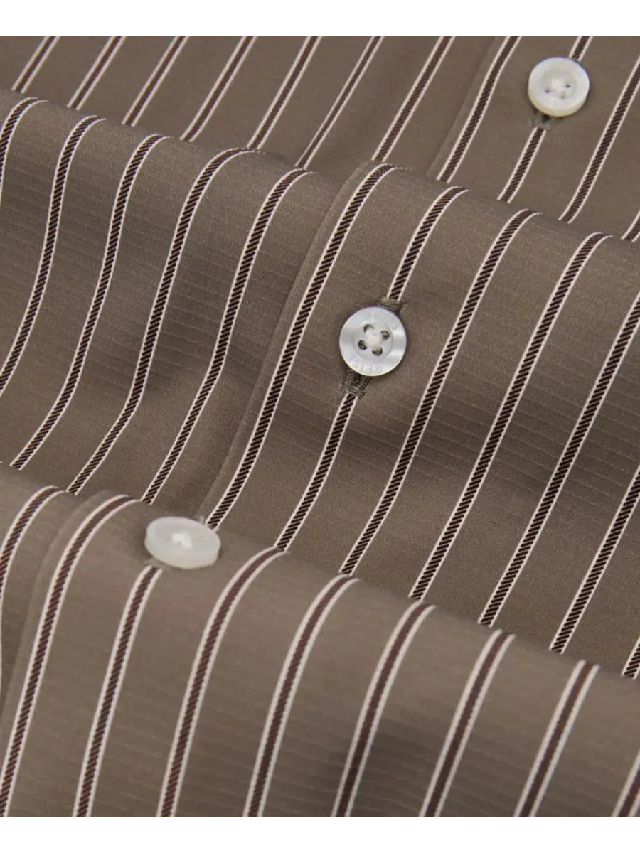 Мужская рубашка с принтом в полоску Peake Printed Stripe Shirt REISS — изображение 3 из 5, коричневый