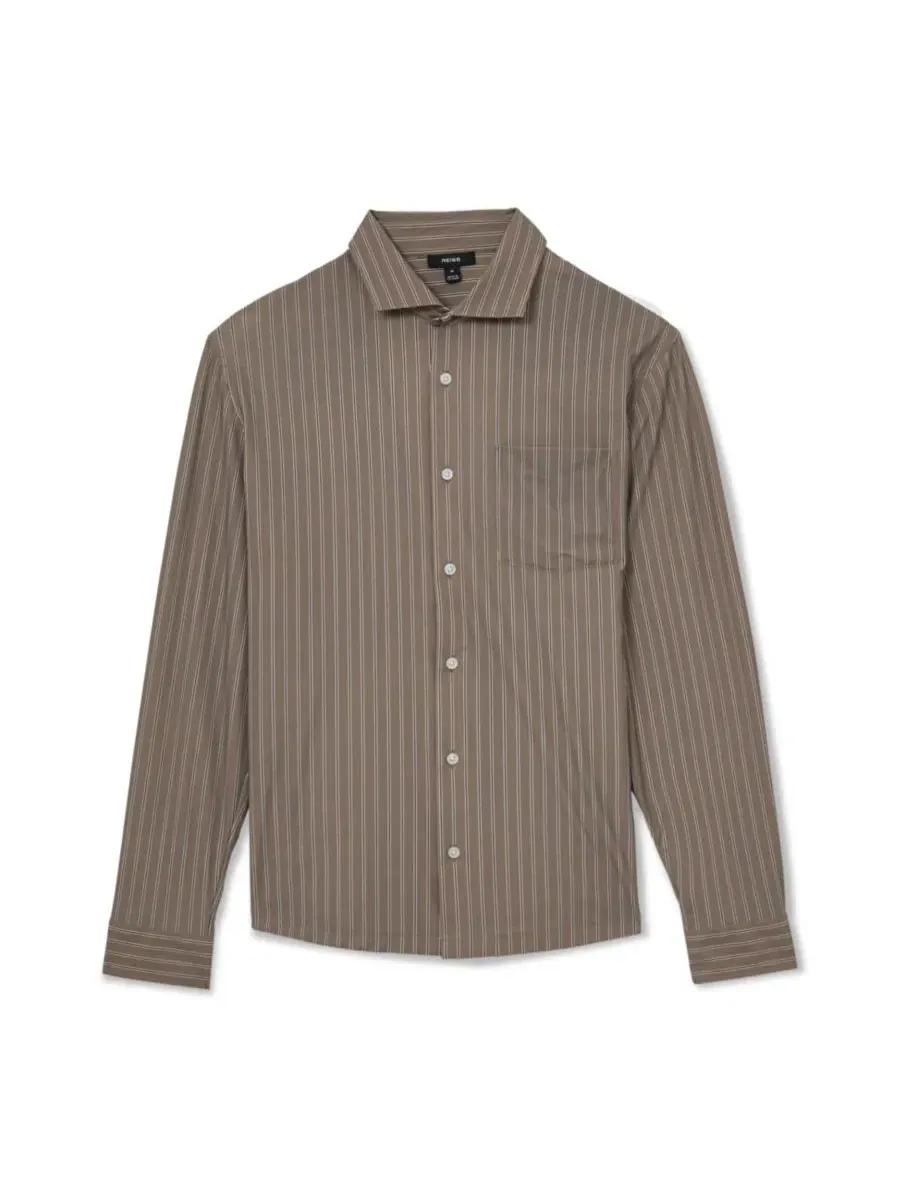 Мужская рубашка с принтом в полоску Peake Printed Stripe Shirt REISS — изображение 4 из 5, коричневый