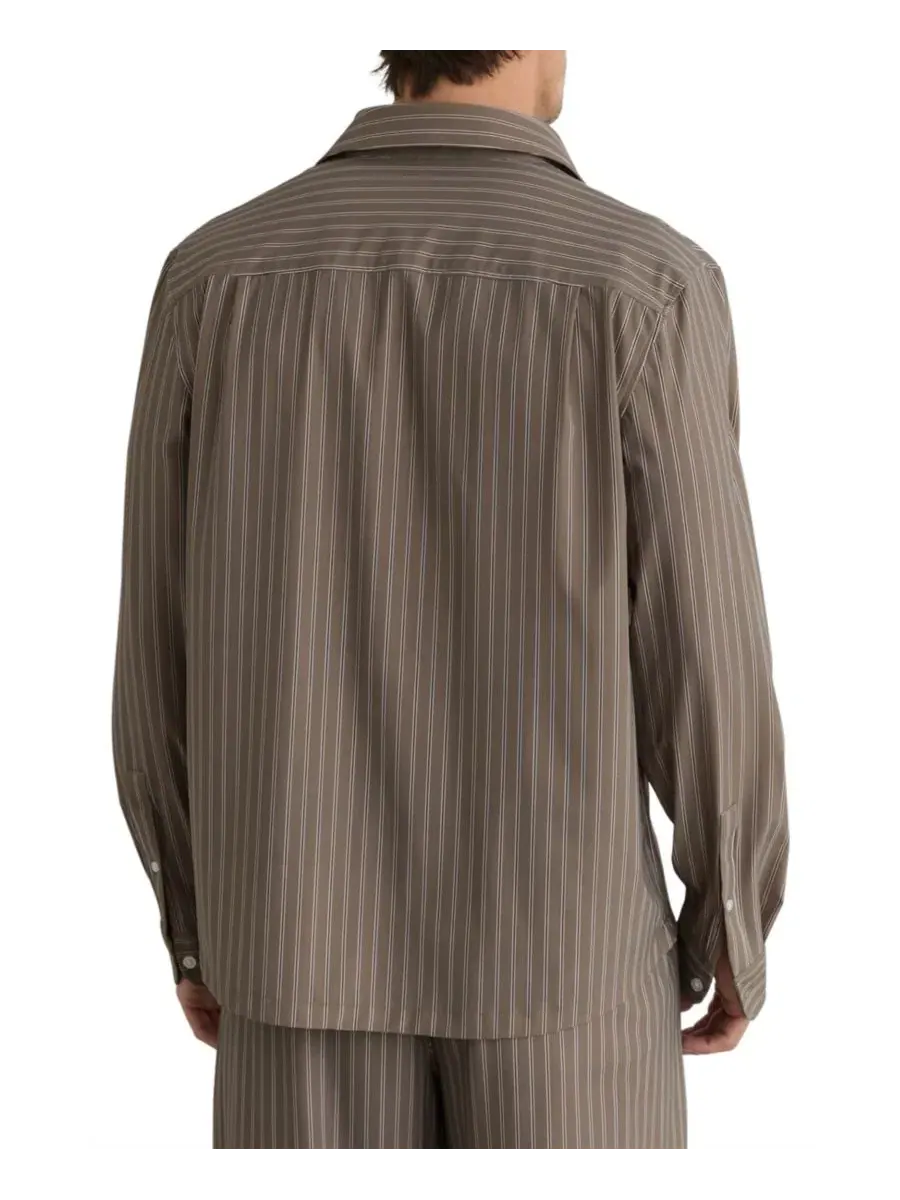 Мужская рубашка с принтом в полоску Peake Printed Stripe Shirt REISS — изображение 5 из 5, коричневый
