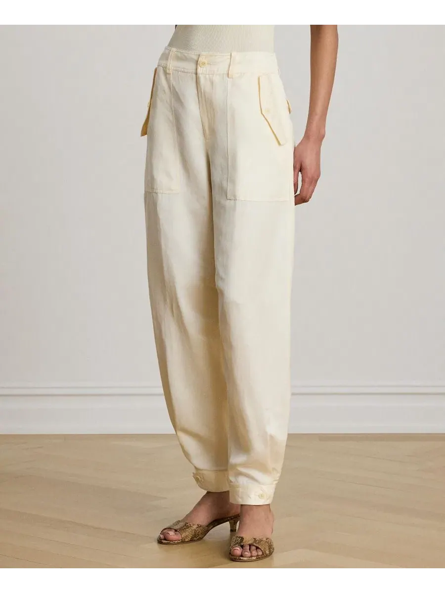 Брюки-карго из вискозы и льна, с высокой посадкой Lauren Ralph Lauren