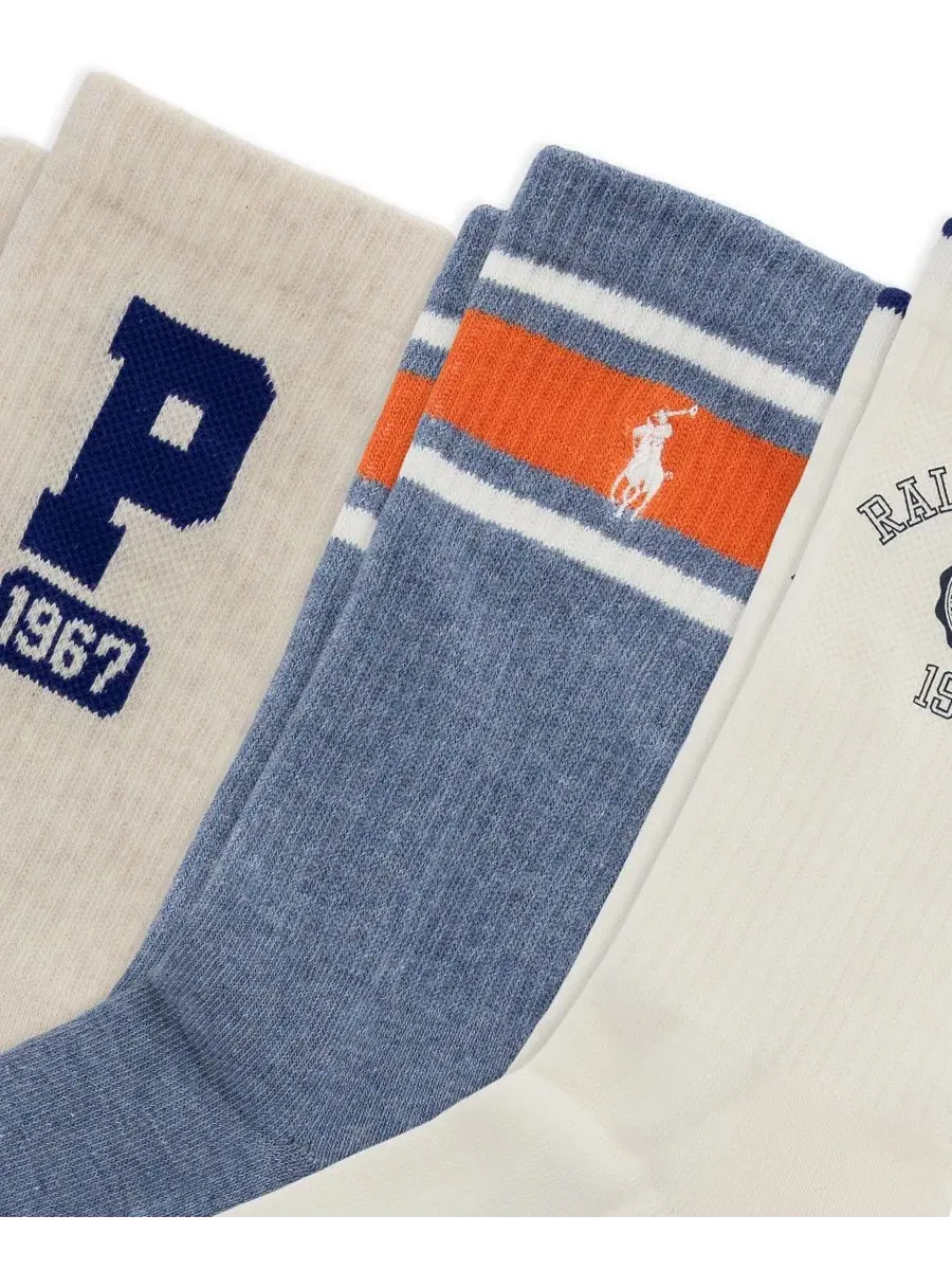 Комплект носков с логотипом Crest, 3 пары, Smooth Toe Seam Polo Ralph Lauren — изображение 4 из 4, белый
