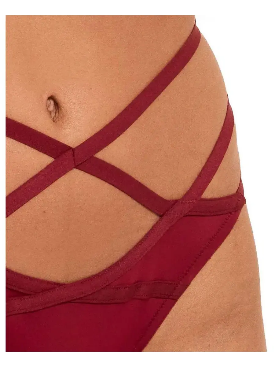 Трусы-слипы с открытой спинкой Dark Red Adore Me — изображение 2 из 4, темный красный