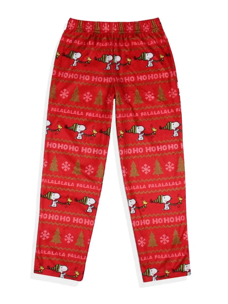 Пижамные штаны с принтом Snoopy Snoopy Girl's Christmas Sweater Sleep Tossed Print Pajama Pants For