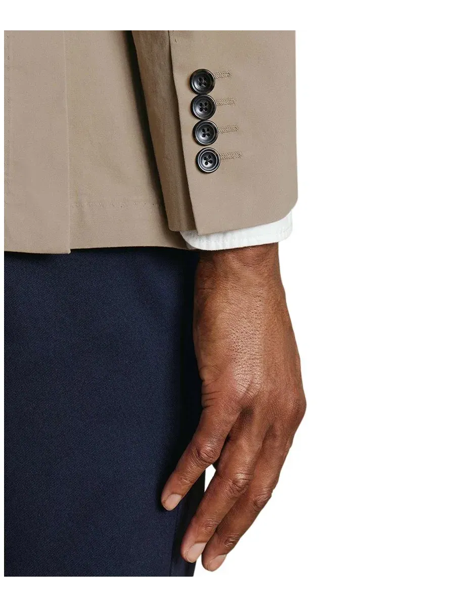 Мужской пиджак с принтом в горошек на подкладке, slim fit Charles Tyrwhitt — изображение 3 из 5, бежевый